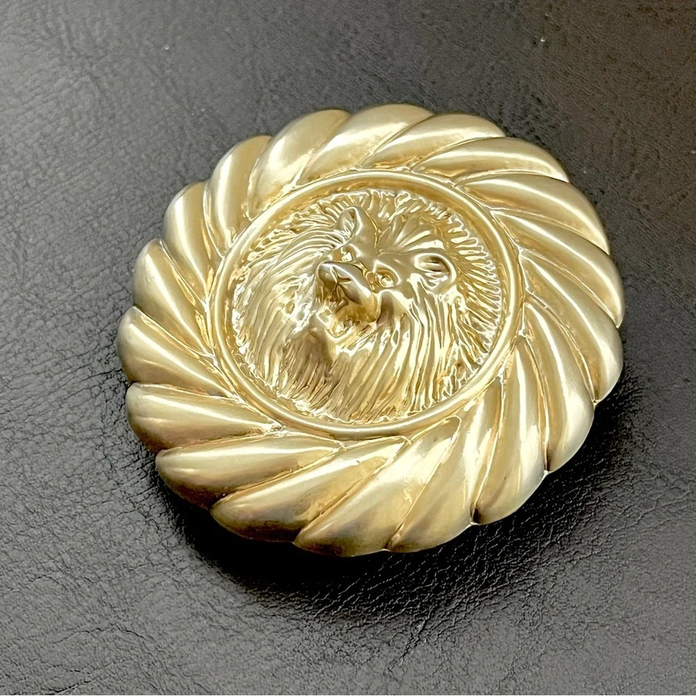 Vintage Motion East Gold Lion Head belt buckle Circa 1975